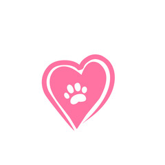 heart paw print vector element