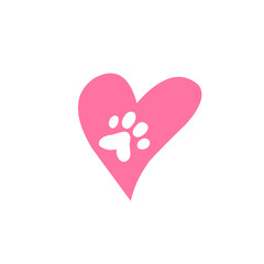 heart paw print vector element