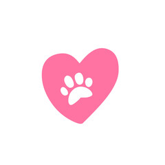 heart paw print vector element