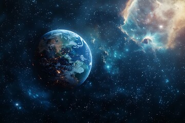 Earth in the Universe: Stunning Celestial Landscape with Milky Way