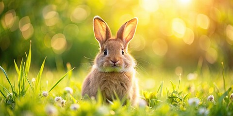 Adorable fluffy rabbit in a sunny meadow, rabbit, cute, fluffy, adorable, pet, bunny, animal, meadow, sunny, outdoors, grass
