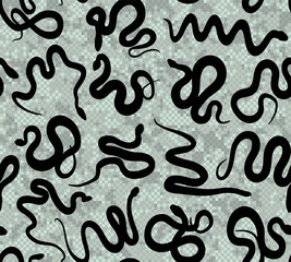 The seamless pixel background with snakes.
