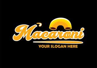 macaroni with melted cheese logo illustration