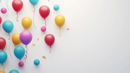 colorful balloons flying on a white background