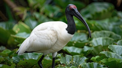 Ibis bird with space for text in natural setting