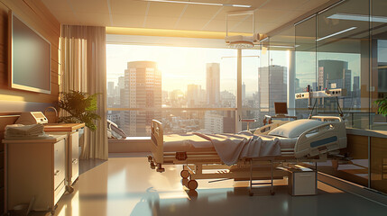 Sunlight filtered through the glass into the hospital rooms