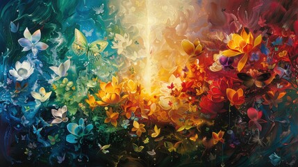 Spectrum of colors blending in artistic chaos