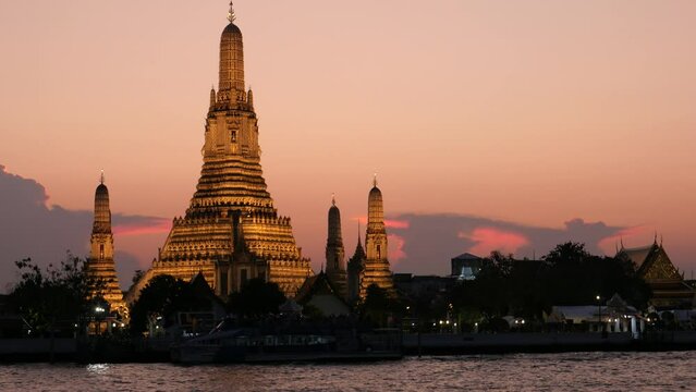Wat Arun or Temple of the Dawn, Bangkok. It is one of the most renowned temples for travel destinations in Bangkok. It is located next to Chao Praya river.  