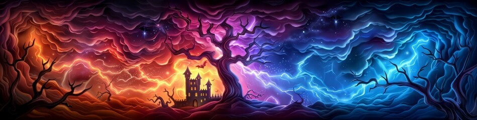 Fantasy Castle in the Night Sky.