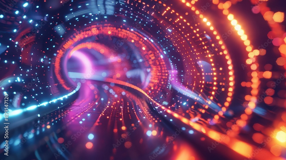 Poster abstract concept of career exploration with glowing tunnels