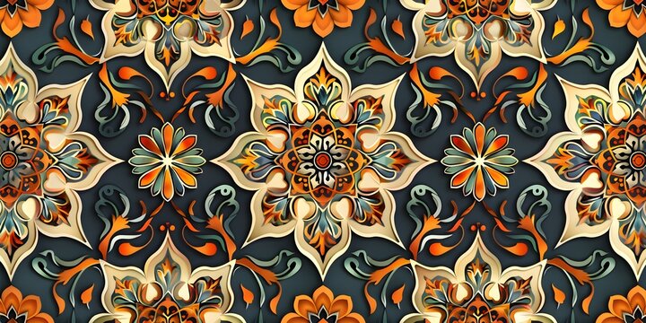 Intricate Floral Islamic Pattern Background Seamless Design with Arabesque Motifs and Flowing Interwoven Lines for Elegant Decor