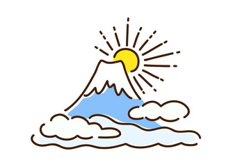シンプルな富士山と初日の出のイラスト
Simple illustration of Mt. Fuji and the first sunrise
