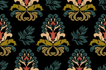 Ikat Seamless Pattern tribal art Embroidery, Ikat stripe Digital textile Asian Design for Prints Fabric saree Mughal Swaths texture Kurti Kurtis Kurtas, Motif Batik