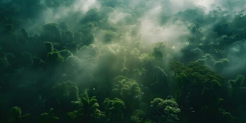 Obraz premium Capturing the Vastness of the Amazon Rainforest Stunning Drone Footage. Concept Drone Footage, Amazon Rainforest, Vast Landscapes