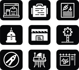 set of workshop icon illustration.  communication, business, management, leadership, seminar, support, person