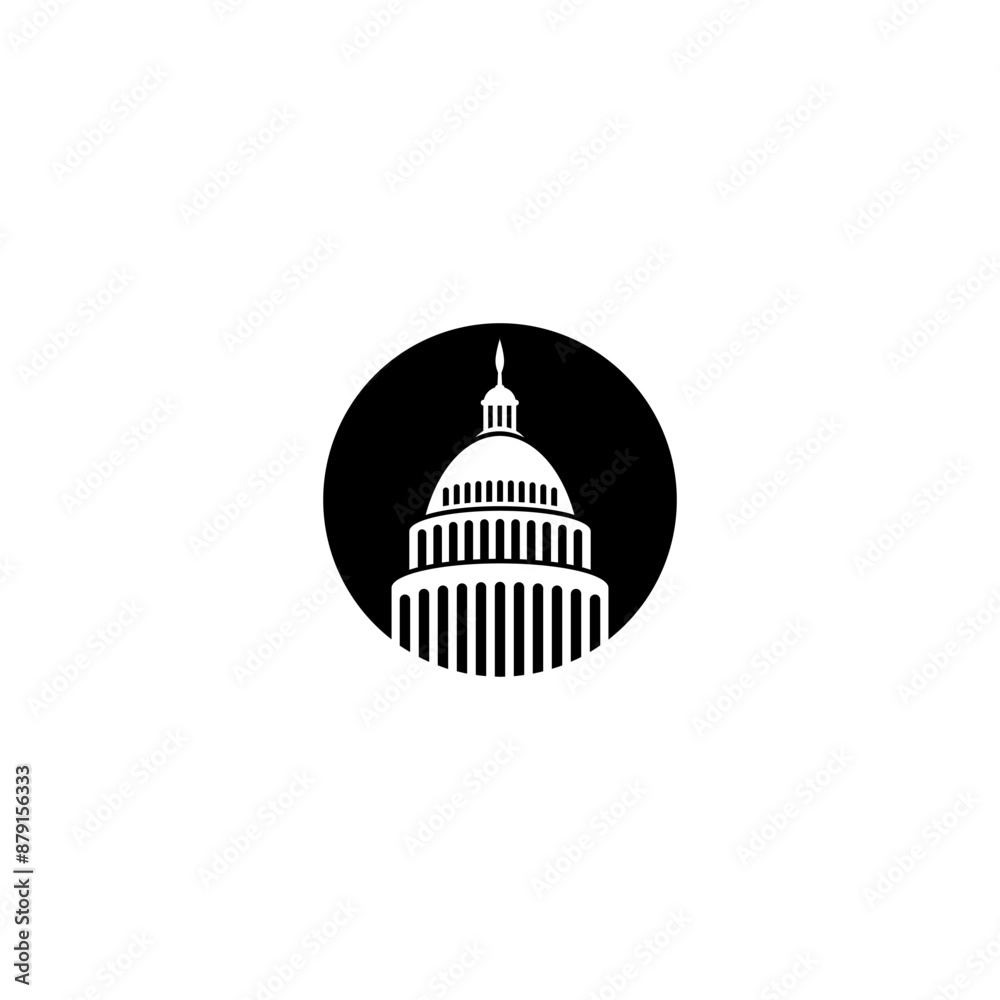 Sticker Capitol building logo. Government icon isolated on white background