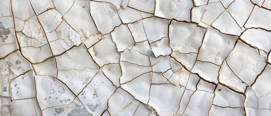 Panoramic close-up, high detail scan of crackled ceramics texture, Generative AI