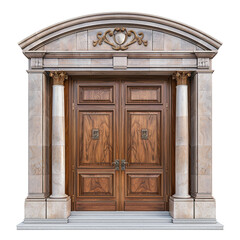 double front doors isolated on white background


