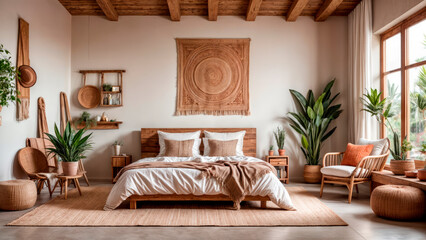 Boho bedroom interior