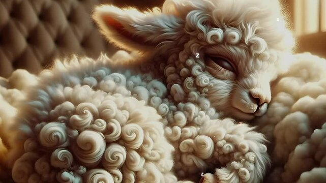 6 seconds of cute curly lamb sleeping illustration hd video 1920 1080 animation  