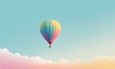 Obraz premium Colorful hot air balloon floating above clouds