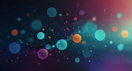 Serene Abstract Painting with Multicolored Circles on Dark Blue Background