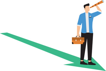 Man Standing on Arrow, Observing Ahead