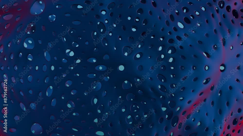 Poster abstract wavy perforated surface with soft pink and blue gradient