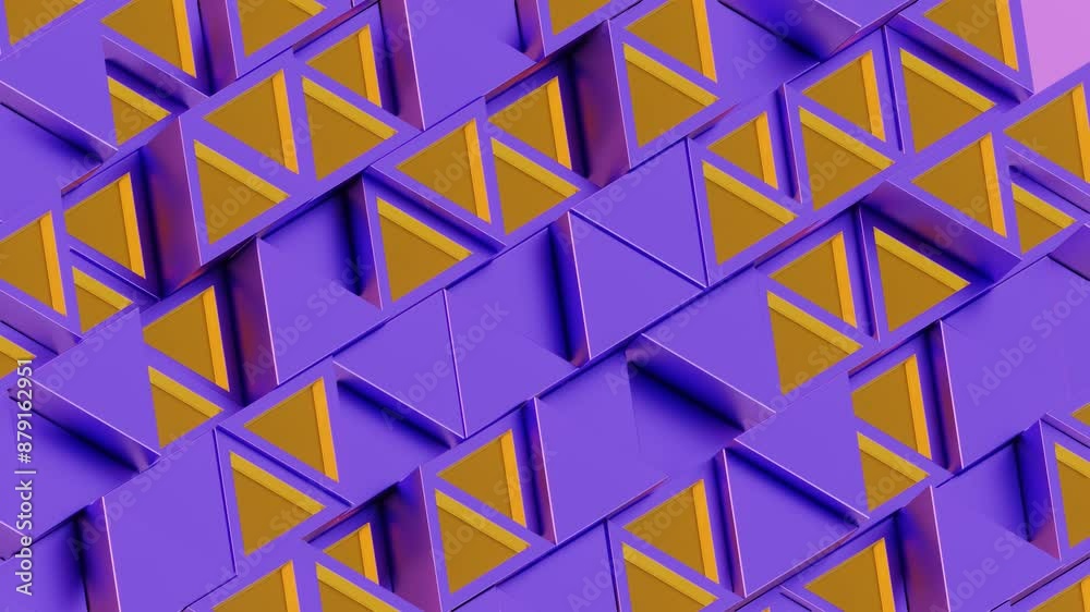 Aufkleber Abstract Geometric Pattern with Purple and Yellow Triangular and Cubic Shapes


