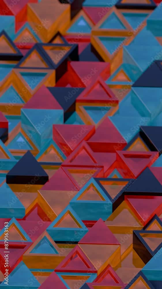 Aufkleber Abstract Geometric Pattern with Colorful Interlocking Triangles

