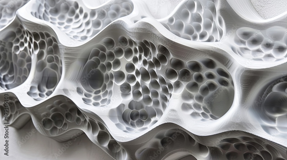 Sticker 3D printed wall art, silver, abstract honeycomb texture