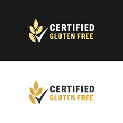 Certified gluten free logo or gluten free label vector isolated. Certified Gluten free logo or seal for healthy diet products. Gluten free logo or stamp for diet support products.