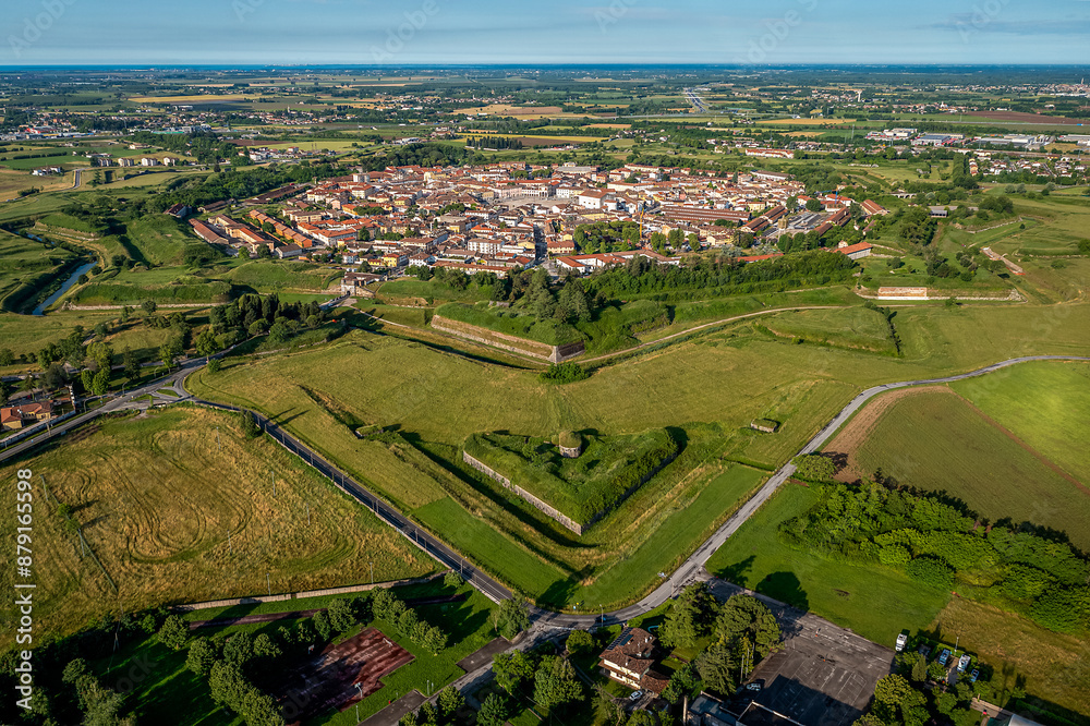 Wall mural aerial view of palmanova, province of udine, italy