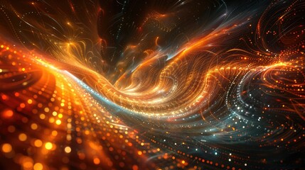 Obraz premium Abstract energy waves in a futuristic cyber space