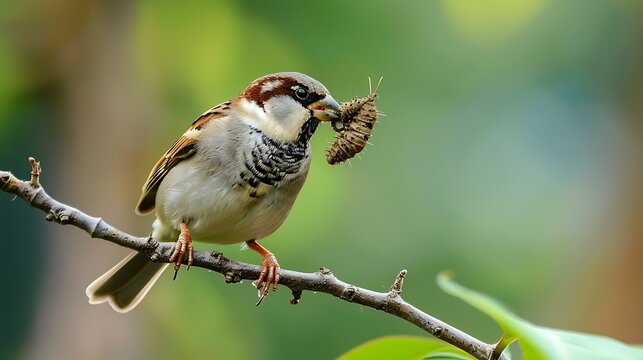 A sparrow that eats caterpillars and an insignificant creature
