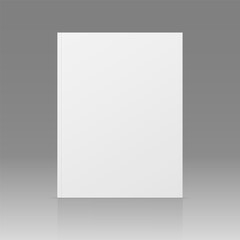 Vector realistic standing 3d magazine mockup with white blank cover isolated