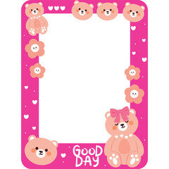 hand drawing cartoon cute frame with animal doodle sticker. cute frame for card holder, photo frame