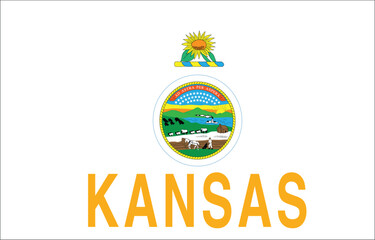 Kansas Flag, United States Flags, Vector Image, Editable illustration, Geography, Learn US Flags