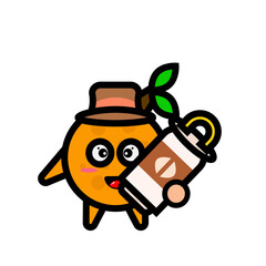 orange farmer mascot carrying milk can