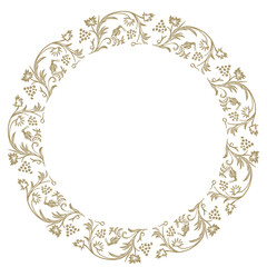 ゴージャスな草模様のゴールド装飾レース枠