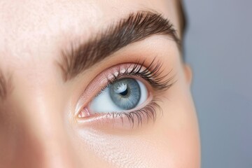 Obraz premium Eyebrow shaping. Eyebrows correction and brow design. Beautiful Caucasian woman face closeup in beauty salon