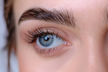 Obraz premium Eyebrow shaping. Eyebrows correction and brow design. Beautiful Caucasian woman face closeup in beauty salon