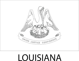 Louisiana Flag, United States Flags, Black and White Image, Vector Image, Editable illustration, Geography, Learn US Flags
