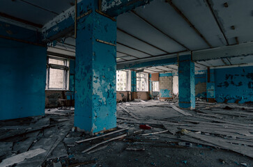 destroyed building in a city lost in the war in Ukraine