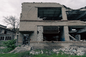 destroyed building in a city lost in the war in Ukraine