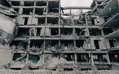 destroyed building in a city lost in the war in Ukraine