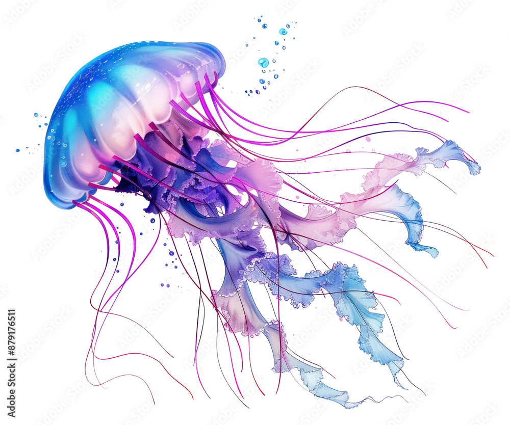 Sticker PNG Drawing jellyfish animal white background invertebrate.