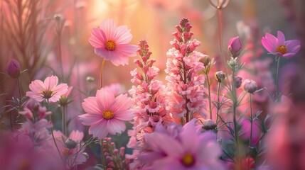 Fototapeta premium Soft focus flowers in dreamy garden