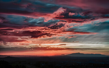 Fototapeta premium Clouds Floating in the Sunset