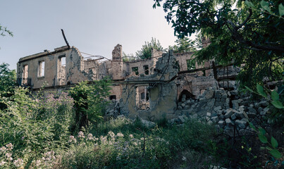 destroyed building in a city lost in the war in Ukraine
